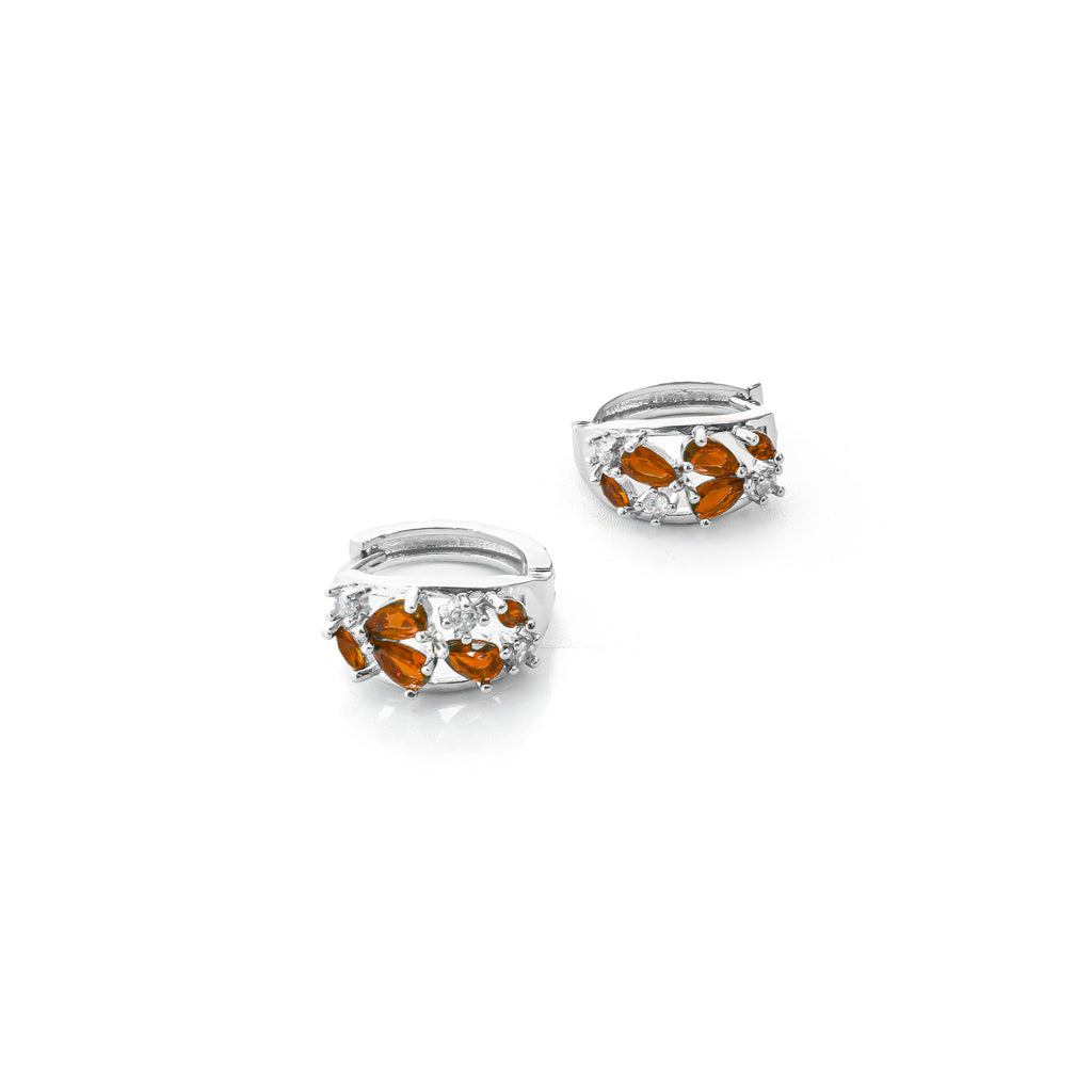 Aretes Plateados Huggies con Piedras Diferentes Colores M9 Oro Laminado