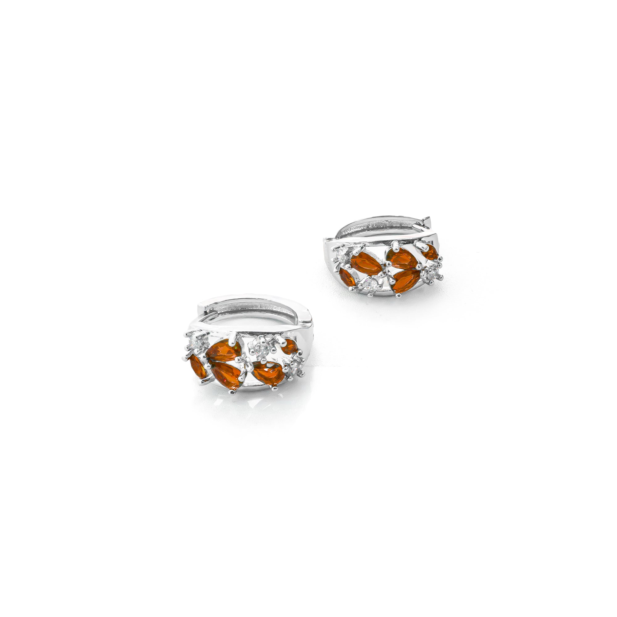 Aretes Plateados Huggies con Piedras Diferentes Colores M9 Oro Laminado