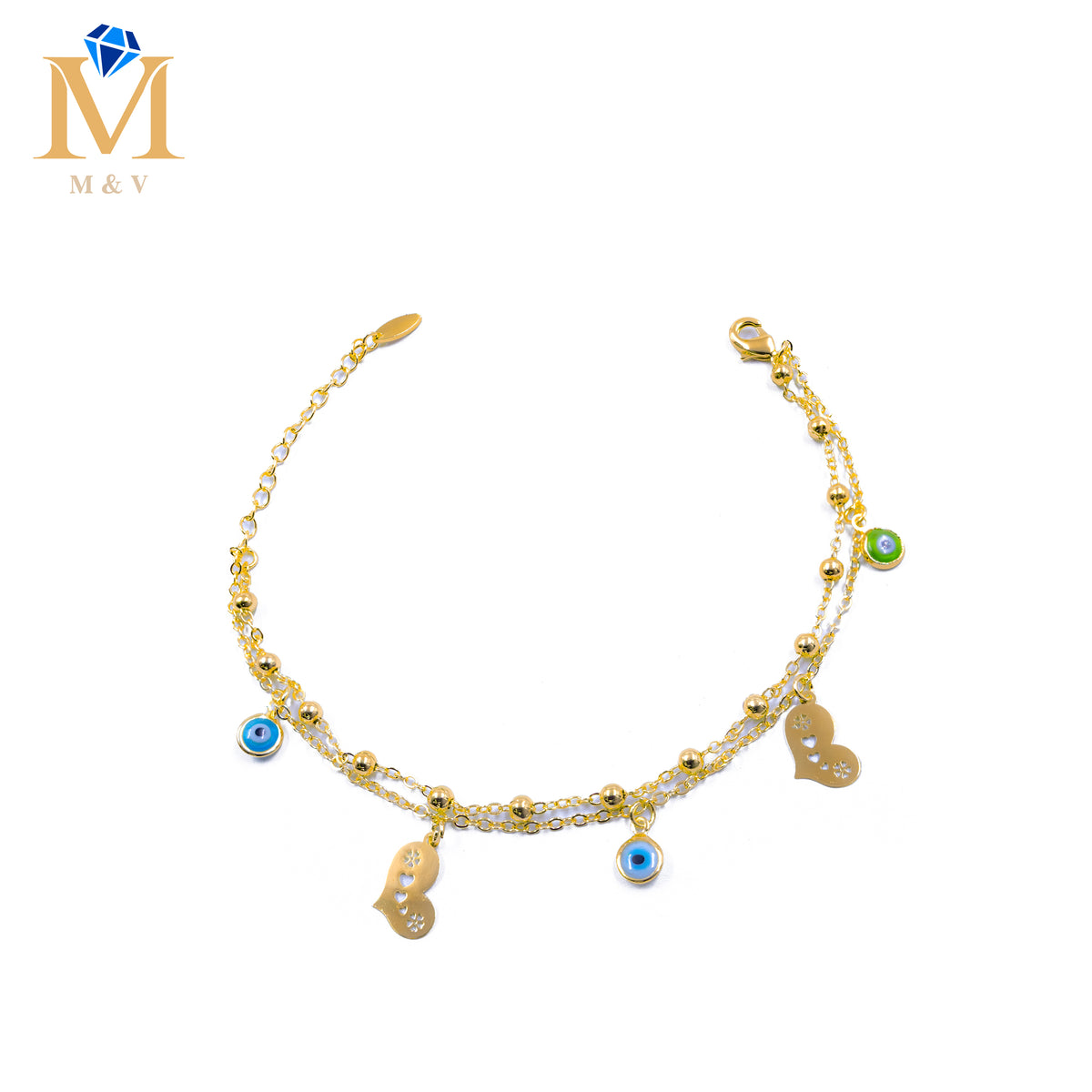 Tobillera Dorada con piedras M3 Oro Laminado