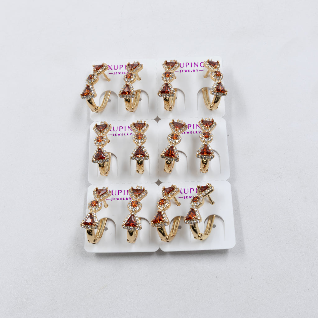 Paquete de 6 pares de Aretes Xuping Dorado M23 Oro Laminado