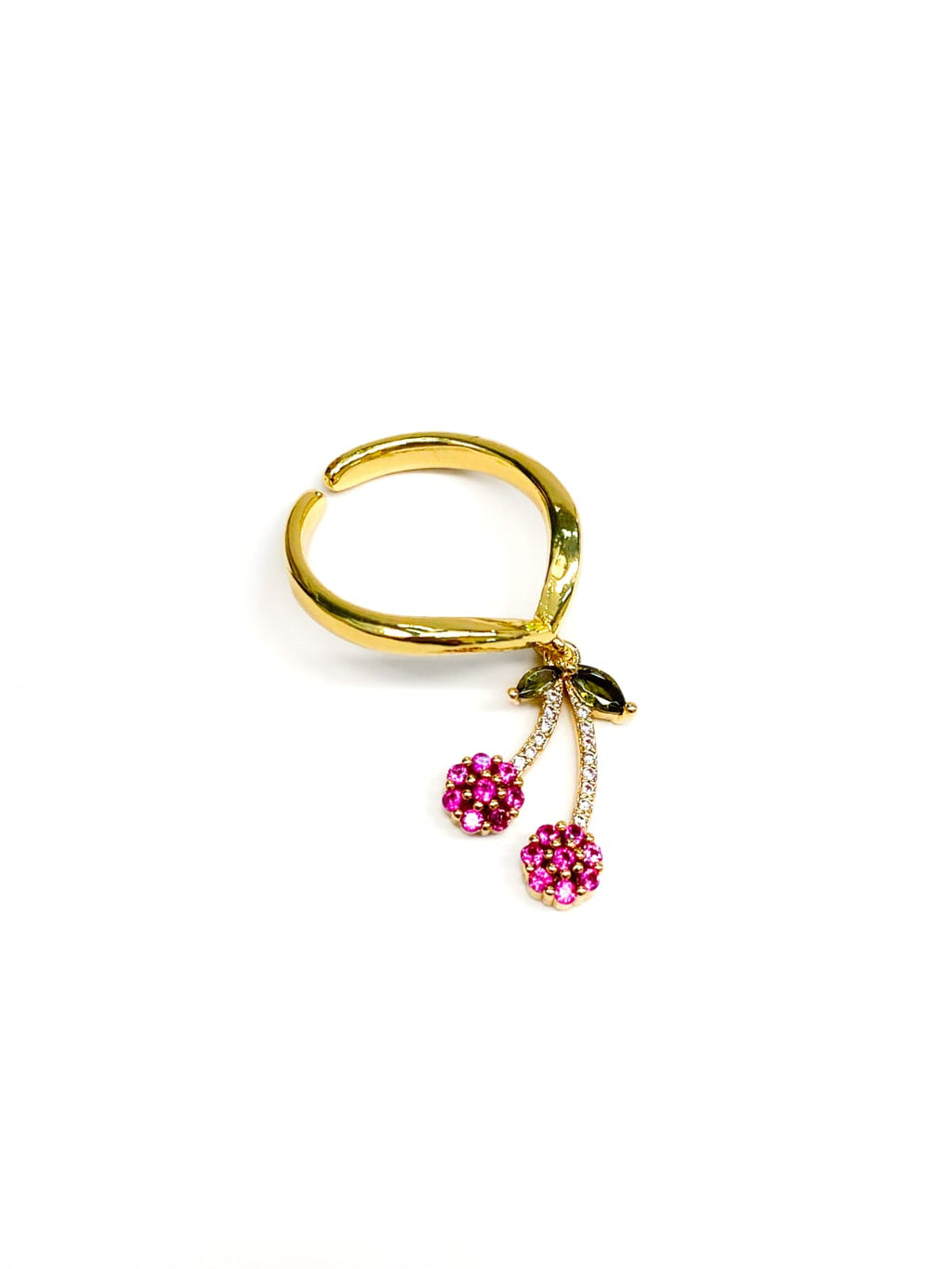 Anillo Cerezas Ajustable M1 Oro Laminado