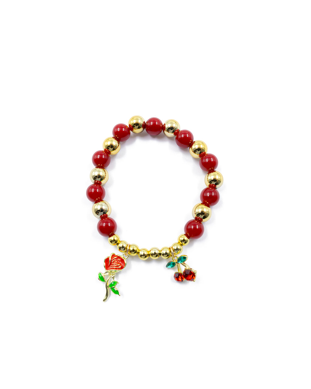 PULSERA DE PERLAS CON DIJE DE FRUTAS - M3 ORO LAMINADO