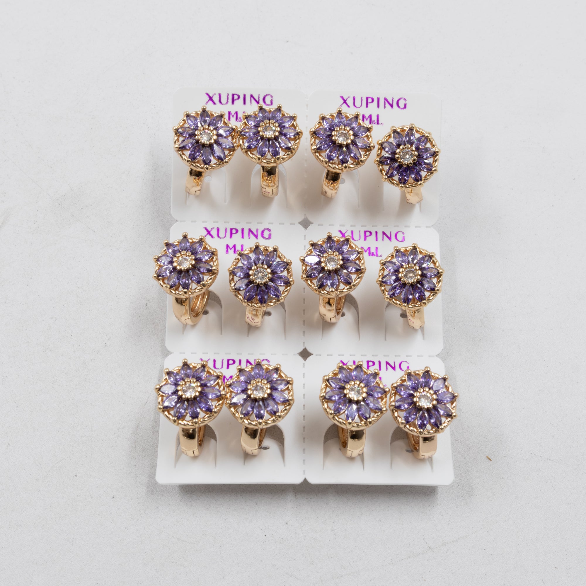 Paquete de 6 pares de Aretes Xuping Dorado M8 Oro Laminado