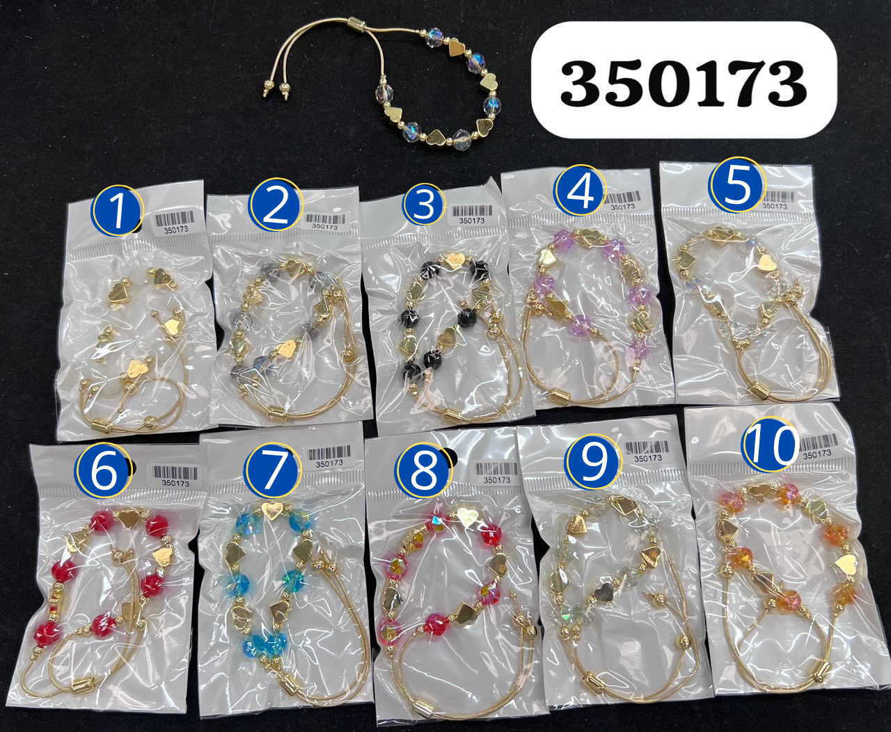 [13/AGOSTO/26] Pulseras de corazón de diferentes colores M1 Oro Laminado