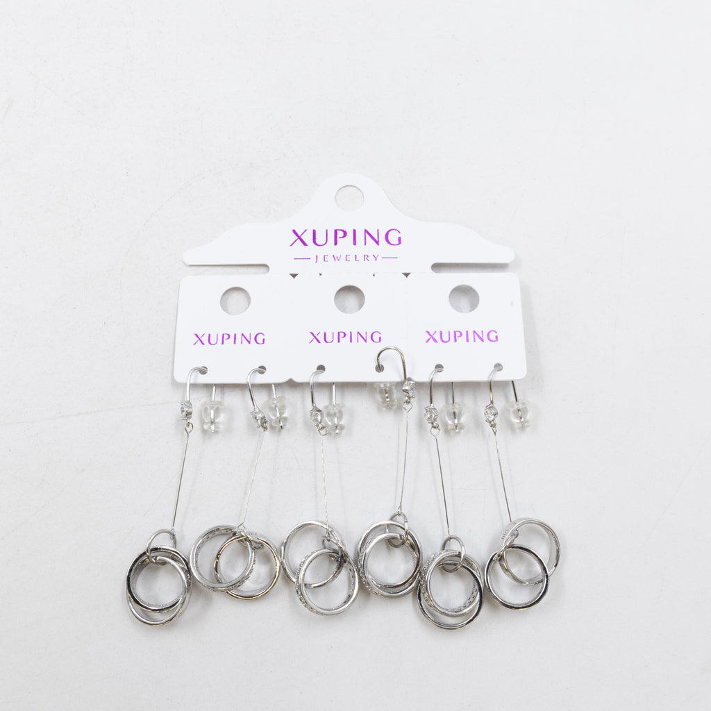 Paquete de tres pares de Aretes Plateados Xuping con piedras M3 Oro Laminado