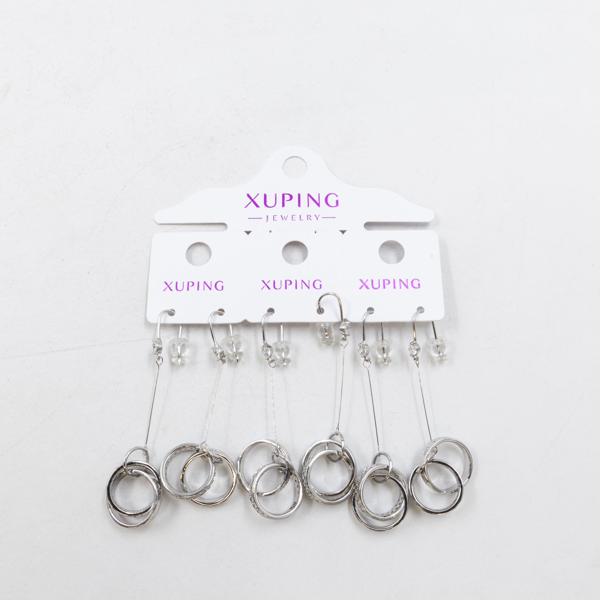 Paquete de tres pares de Aretes Plateados Xuping con piedras M3 Oro Laminado