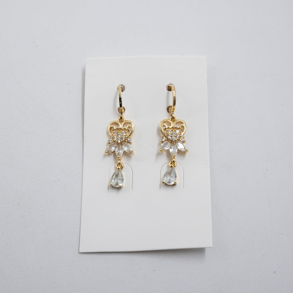 Aretes Largos Dorados con piedras M3 Oro Laminado