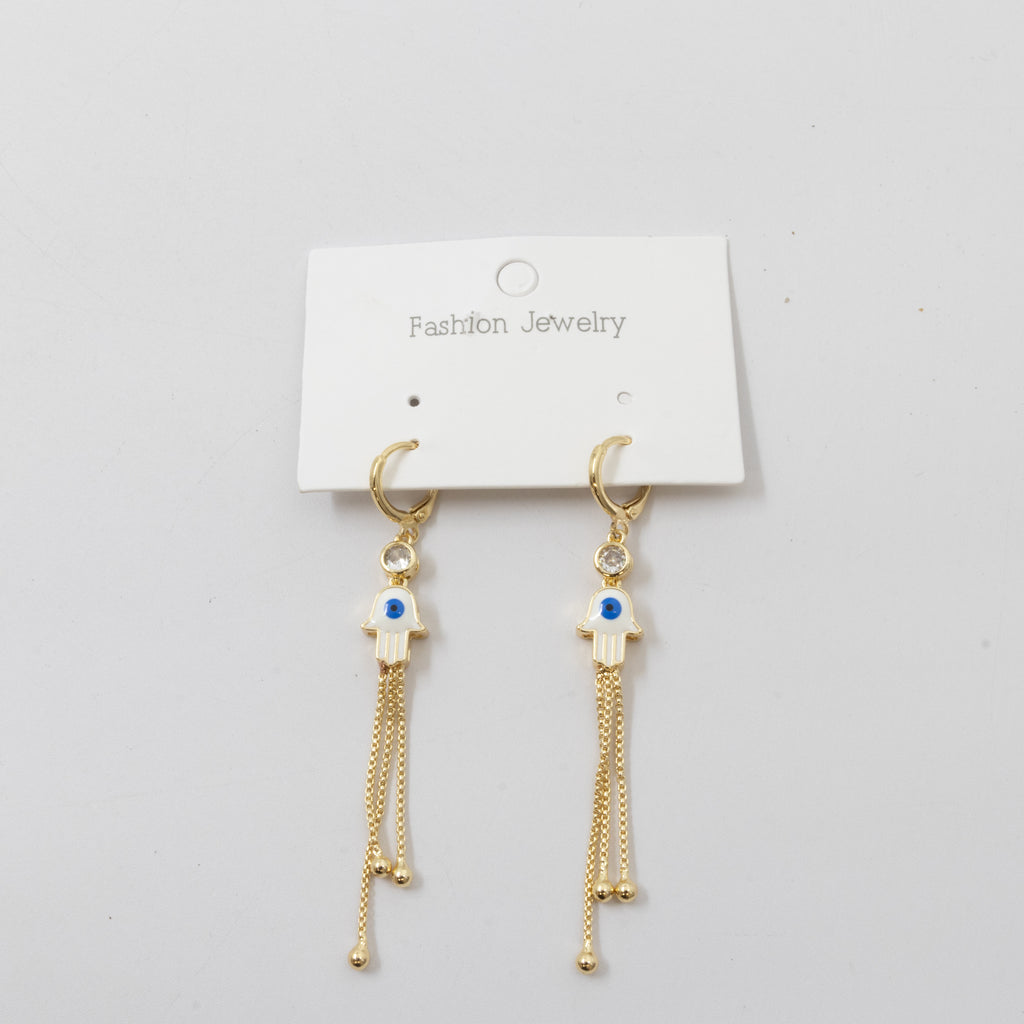 Aretes Dorados Largos de Ojo Turco M1 Oro Laminado