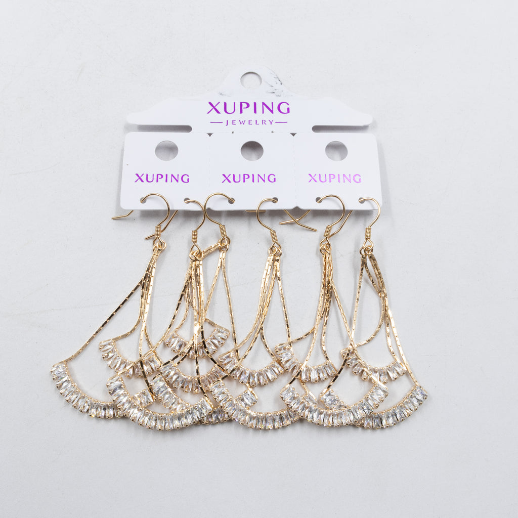 Paquete de tres pares de Aretes Dorados Xuping con piedras M6 Oro Laminado