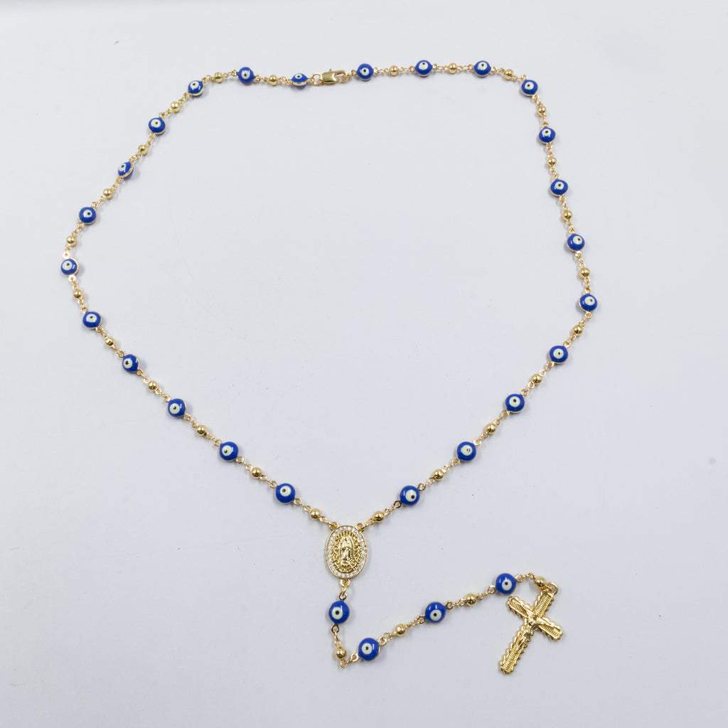 Rosario Dorado de Ojo Turco M1 Oro Laminado