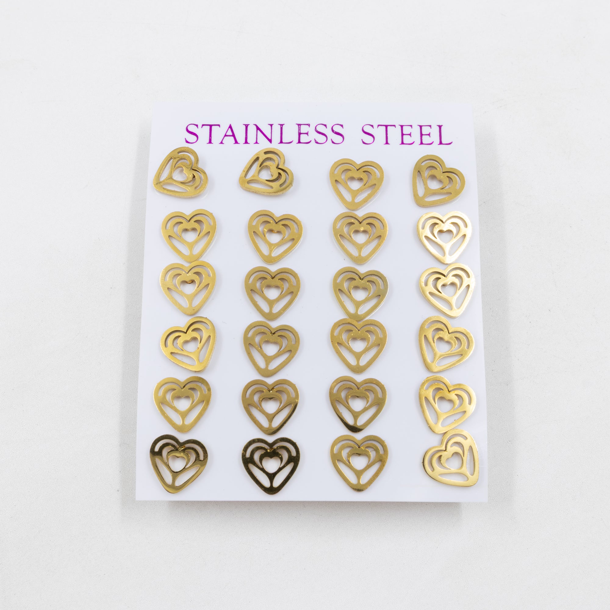 Paquete de 12 Pares de Aretes Dorados M6 Acero Inoxidable