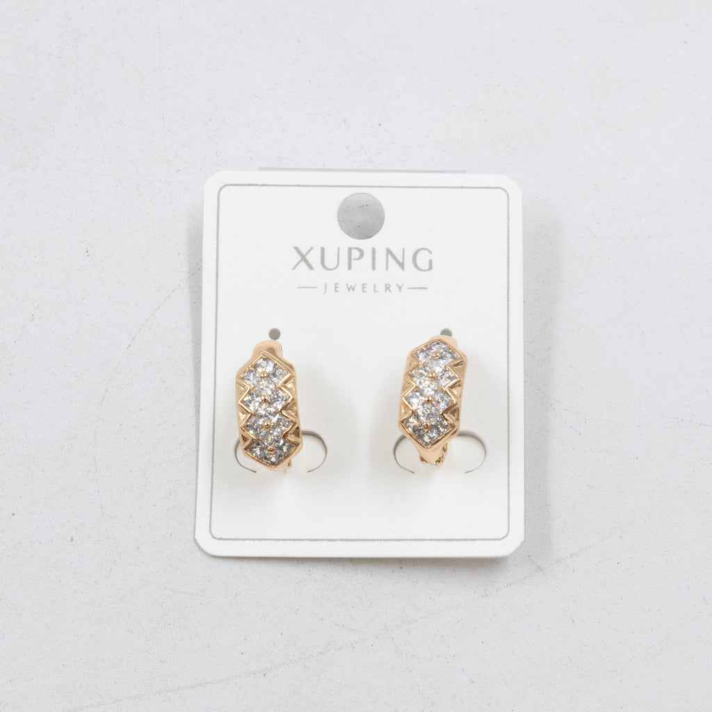 Aretes Dorados con Piedras Xuping M1 Oro Laminado