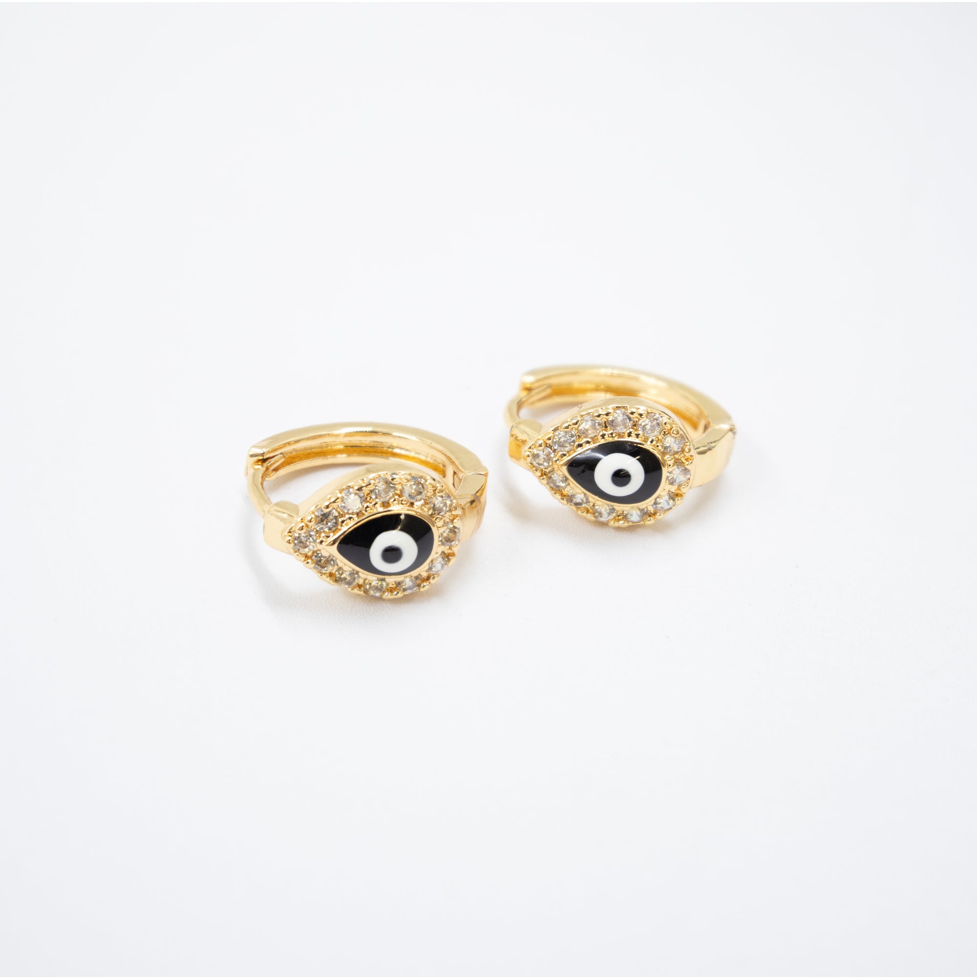 Arete Dorado de Ojo Turco con Piedras M4 Oro Laminado