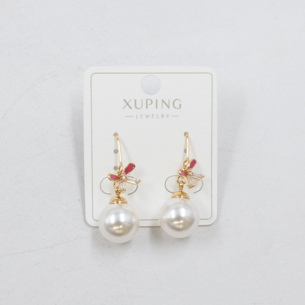 Aretes Dorados con Piedras Xuping M2 Oro Laminado