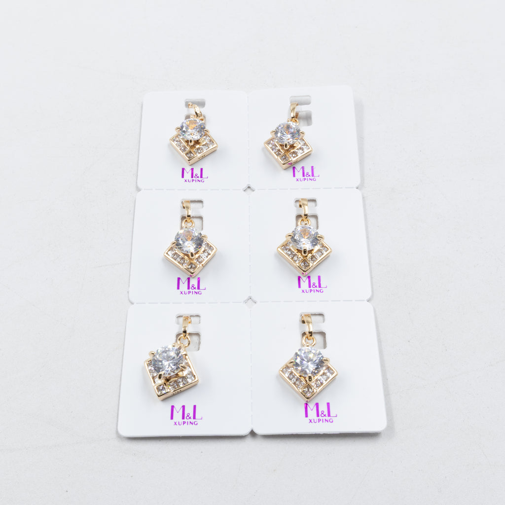 Paquete de 6 dijes con Piedras Oro Rosado  M4 Oro Laminado
