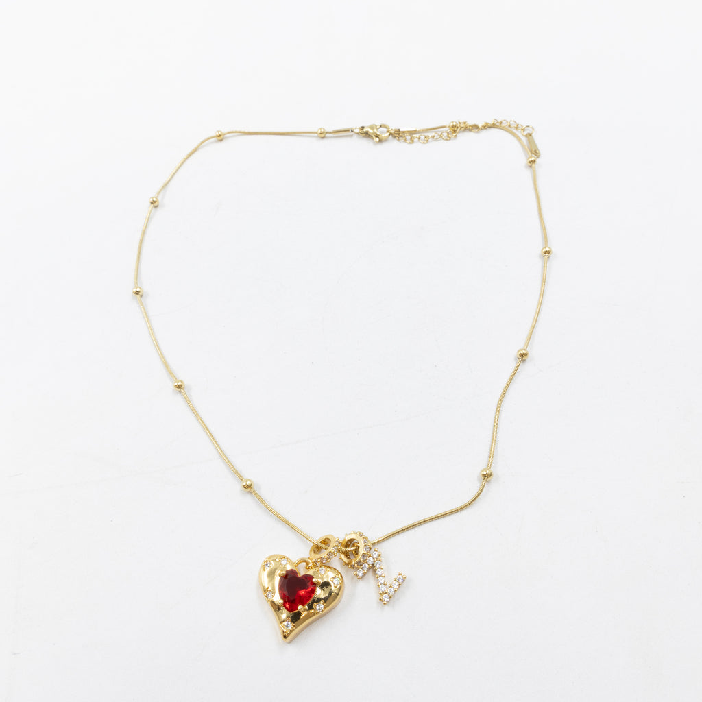 Collares Dorados con dije de Letra y corazón M3 Oro Laminado