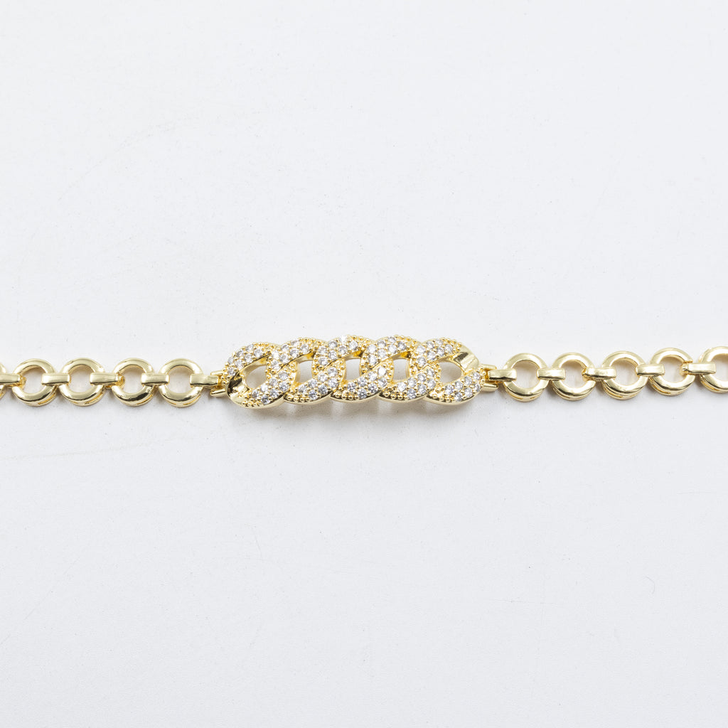 Cadenas de Pulseras Doradas con Piedras M6 Oro Laminado