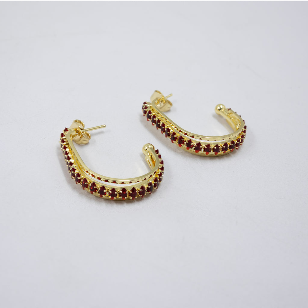 Aretes Dorados con piedras de color M9 Oro Laminado
