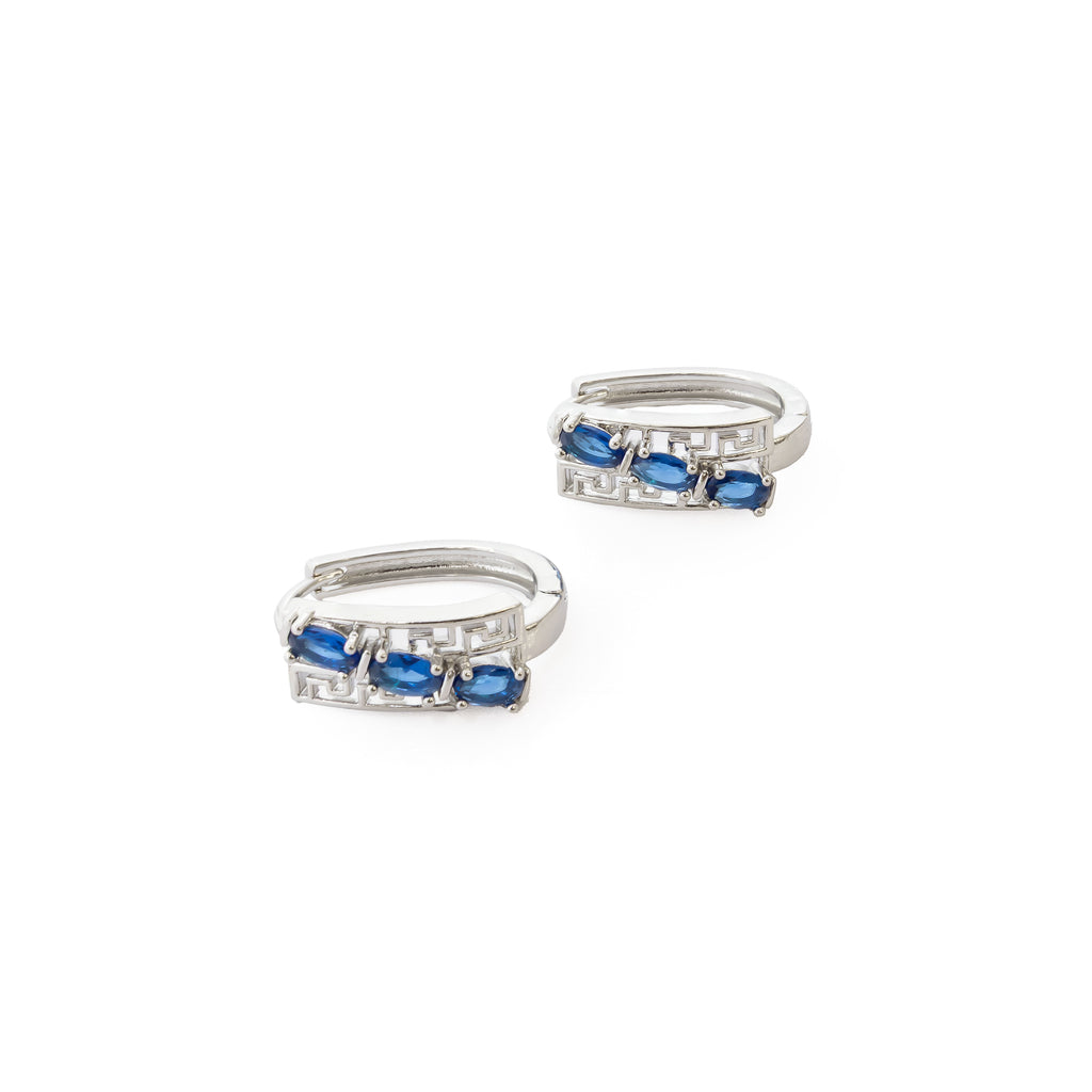 Aretes Plateados Huggies con Piedras Diferentes Colores M17 Oro Laminado