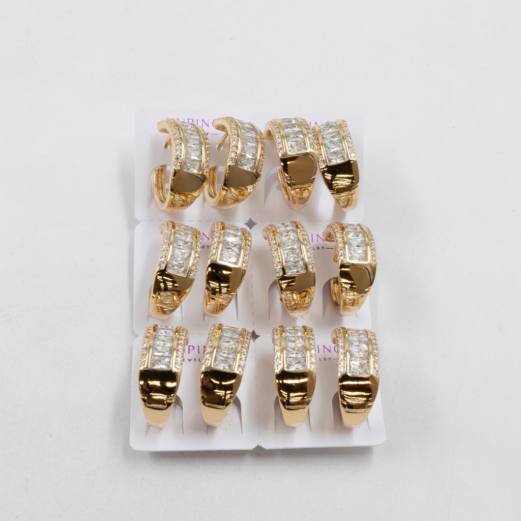 Paquete de 6 pares de Aretes Xuping Dorado M14 Oro Laminado