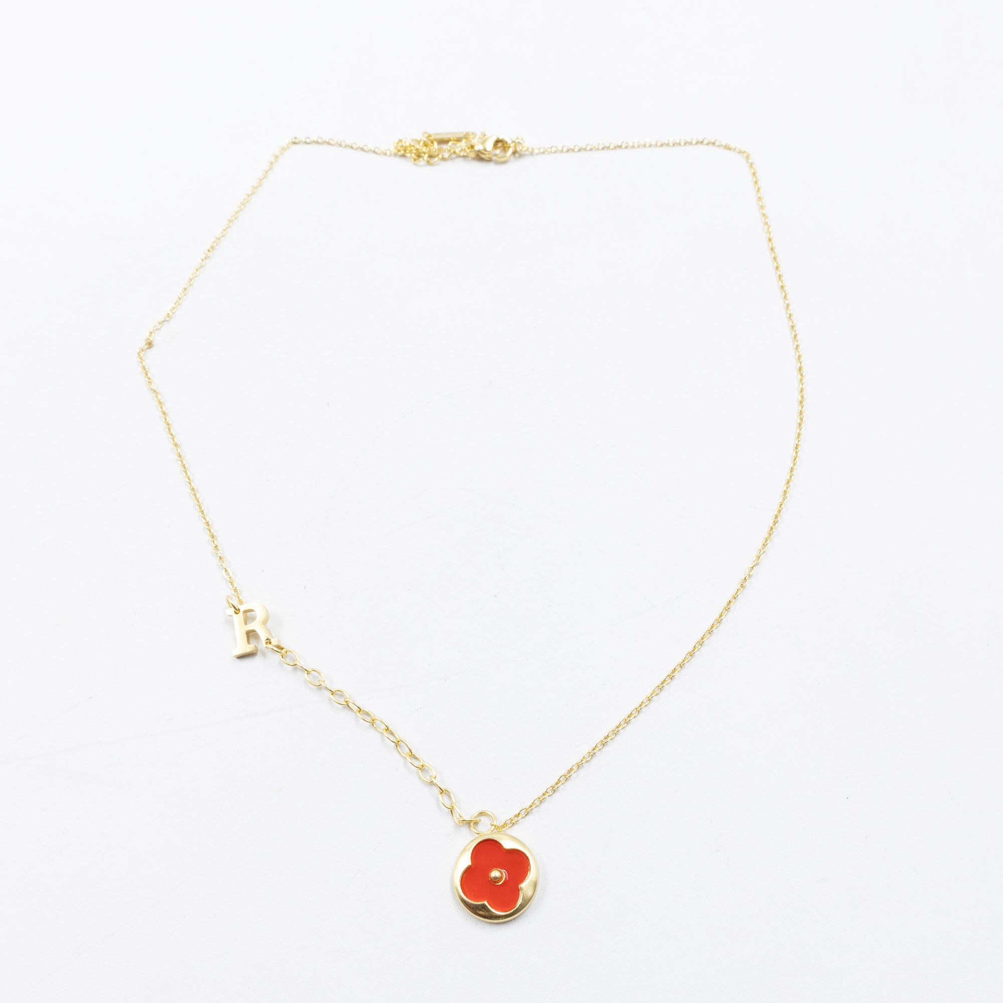 Collares Dorados con dijes de letra N,P,R y dije de Trebol M5 Oro Laminado