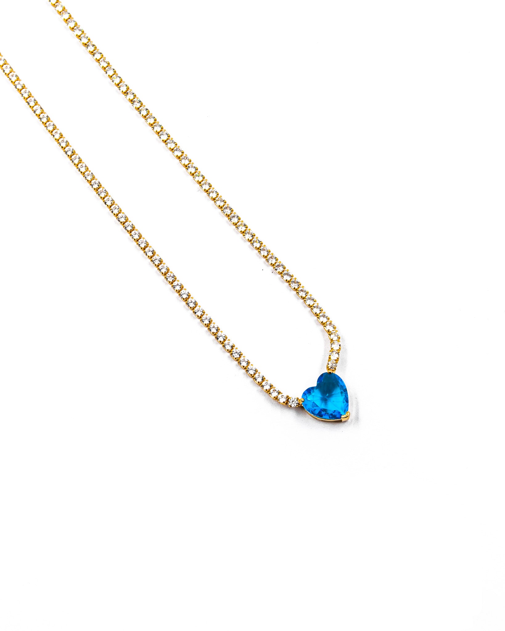 Collar con dije corazon de colores Oro Laminado