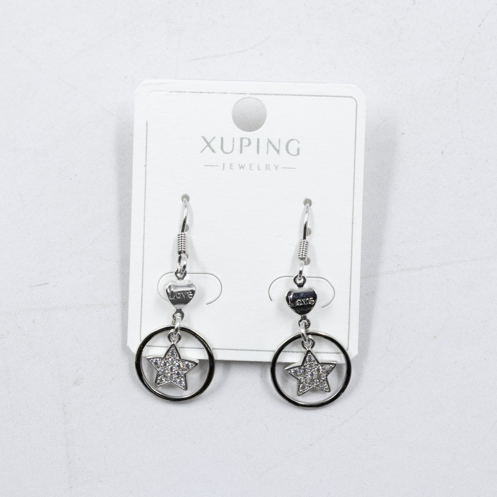Aretes Plateados con Piedras Xuping M7 Oro Laminado