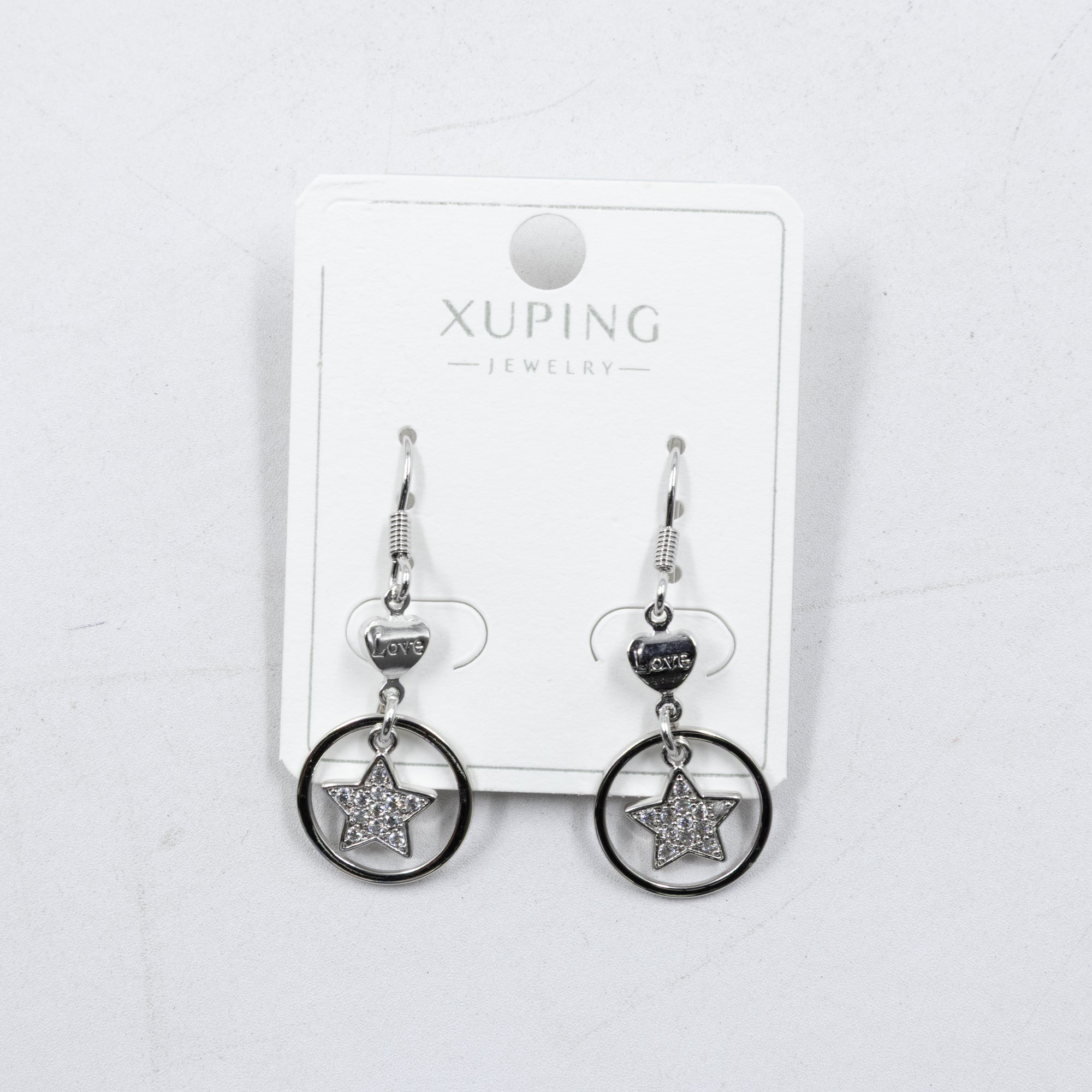 Aretes Plateados con Piedras Xuping M7 Oro Laminado