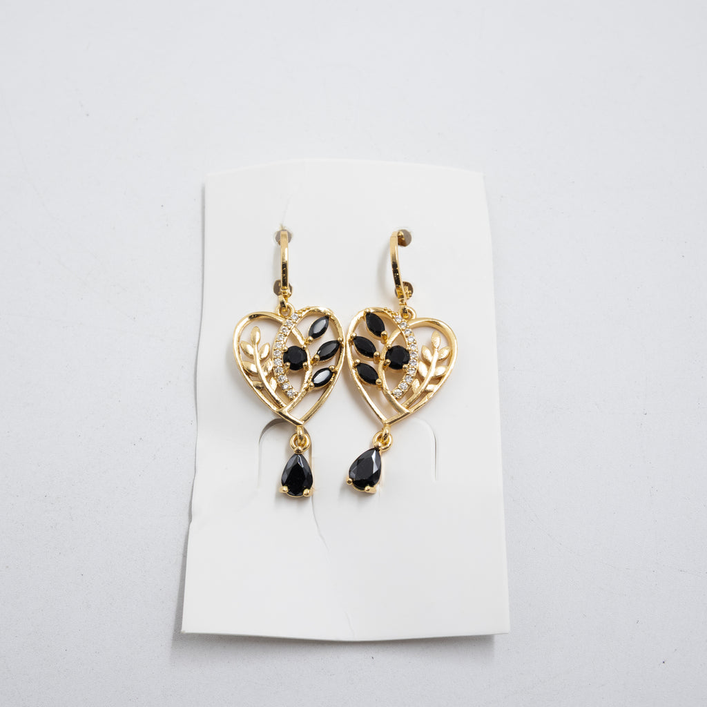 Aretes Largos Dorados con piedras M4 Oro Laminado