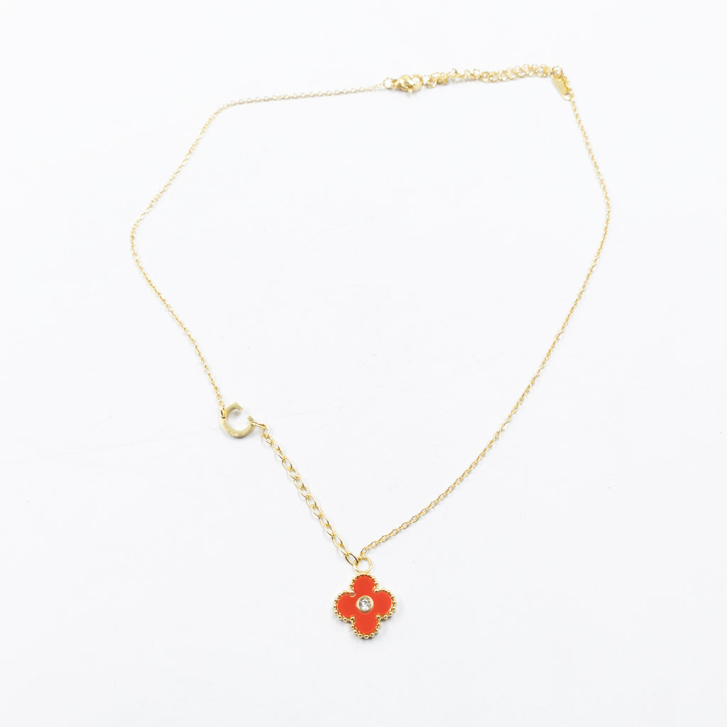 Collar de Dije de Trebol y letra A, B, C M1 Oro Lamnado