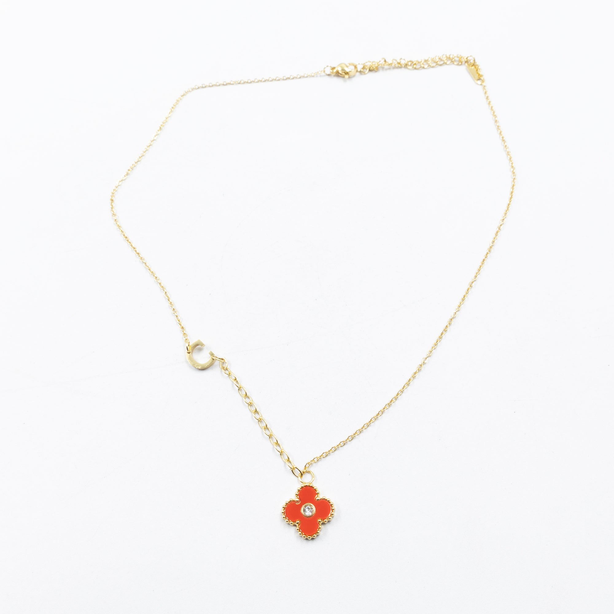 Collar de Dije de Trebol y letra A, B, C M1 Oro Lamnado