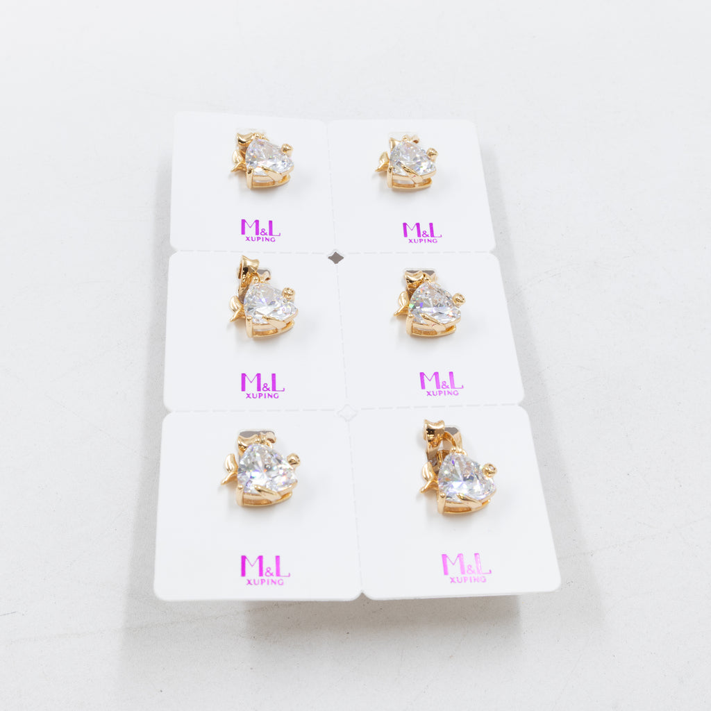 Paquete de 6 dijes con Piedras Oro Rosado  M6 Oro Laminado