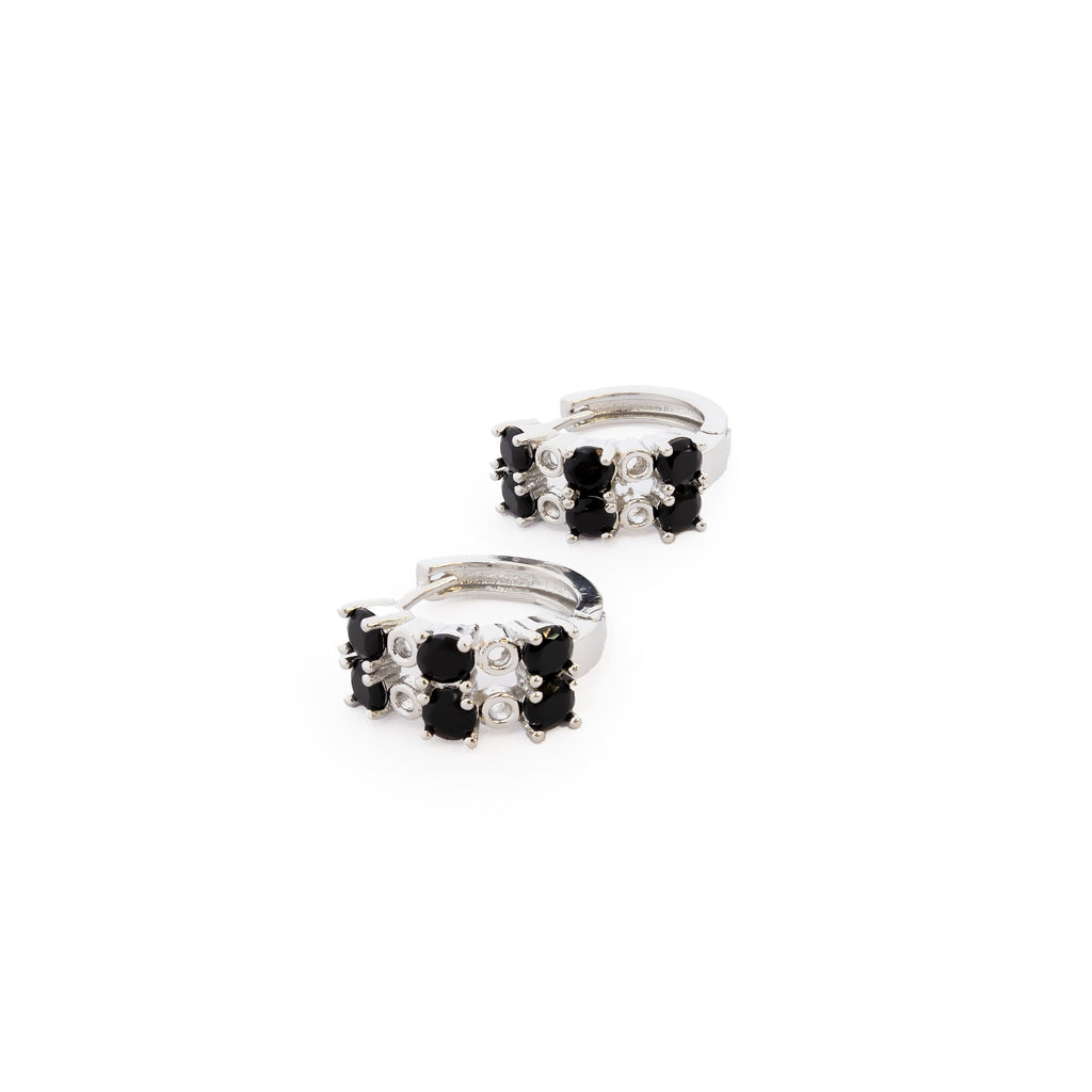 Aretes Plateados Huggies con Piedras Diferentes Colores M14 Oro Laminado