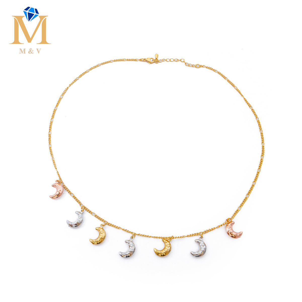Collares Dorados con dijes de tres colores M1 Oro Laminado