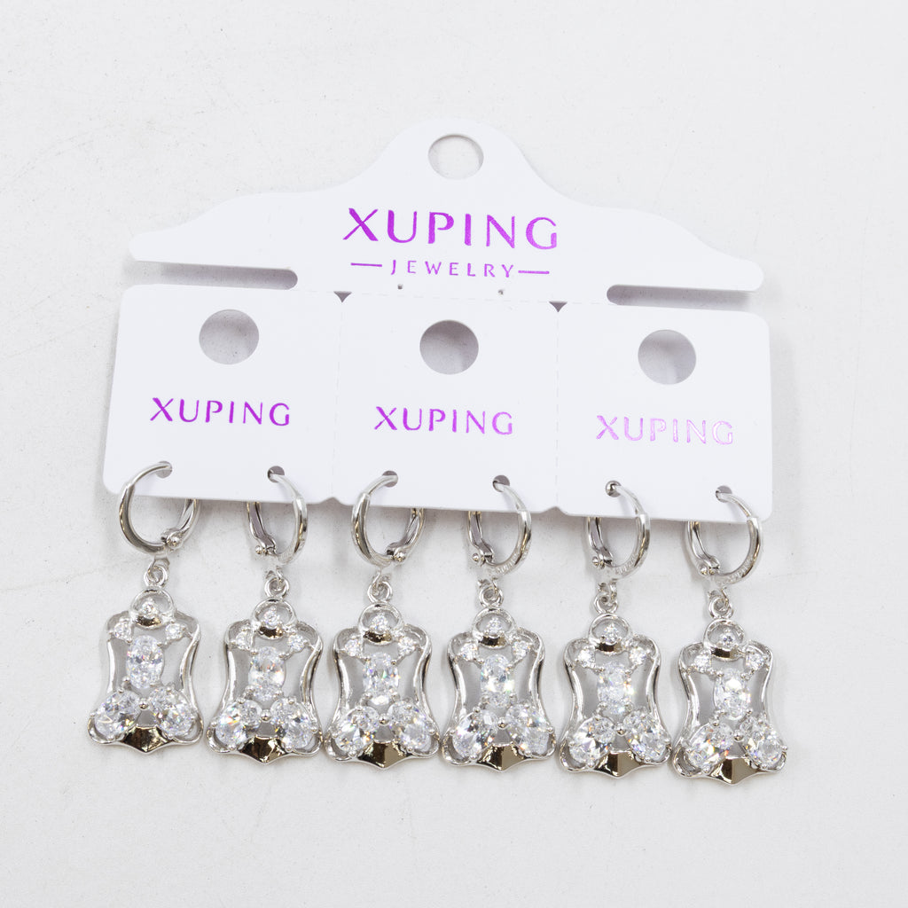 Paquete de tres pares de Aretes Plateados Xuping con piedras M1 Oro Laminado