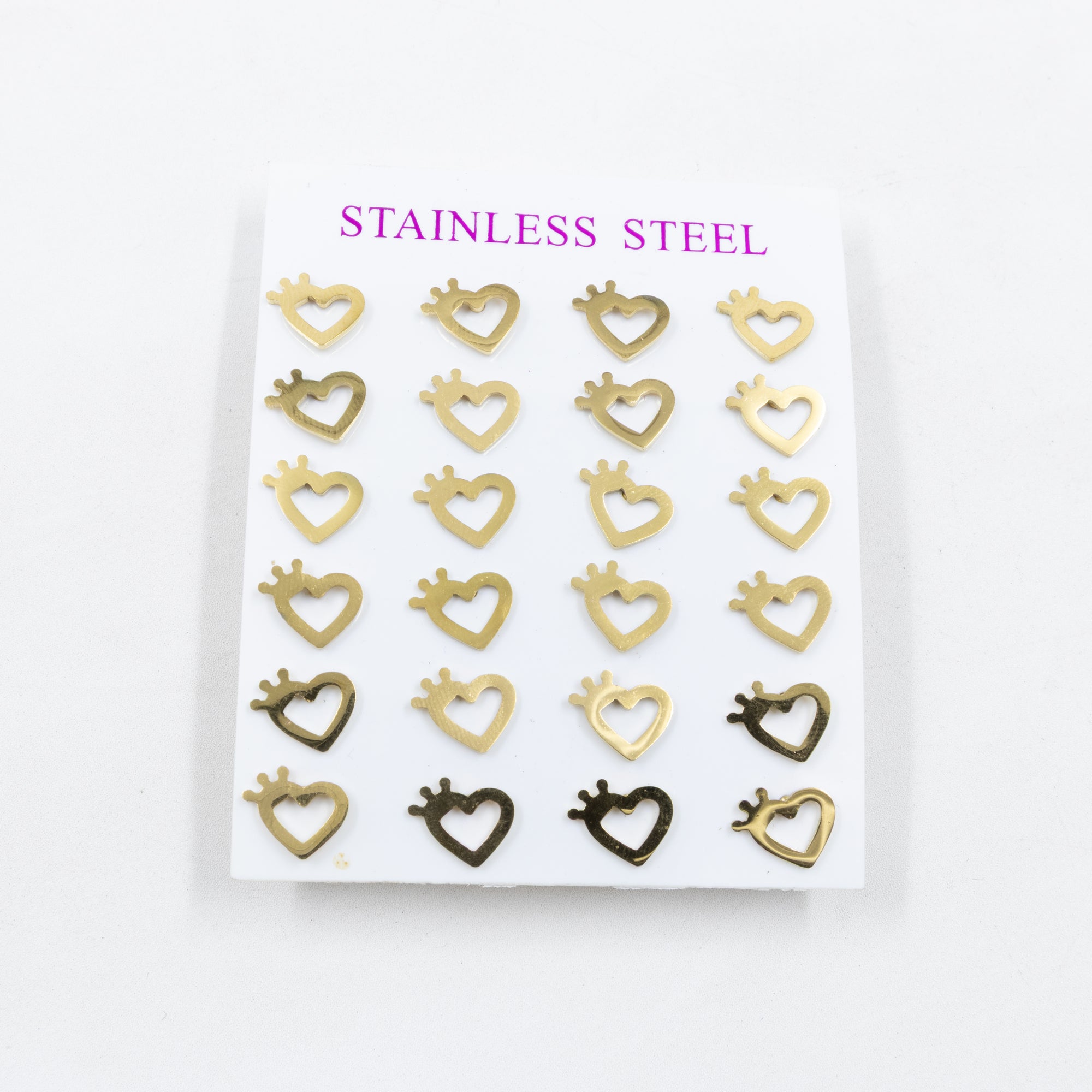 Paquete de 12 Pares de Aretes Dorados M9 Acero Inoxidable