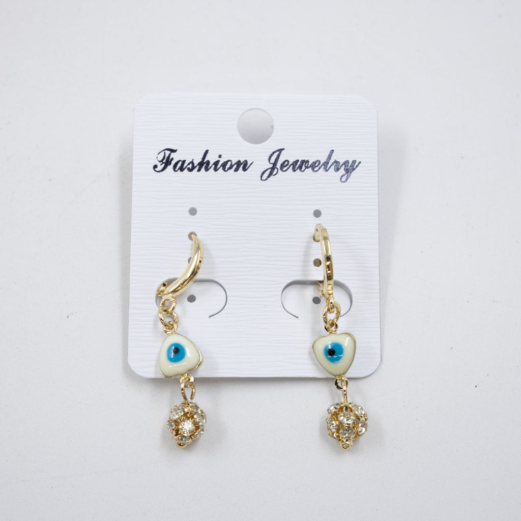 Arete Dorado de Ojo Turco con Piedras M6 Oro Laminado