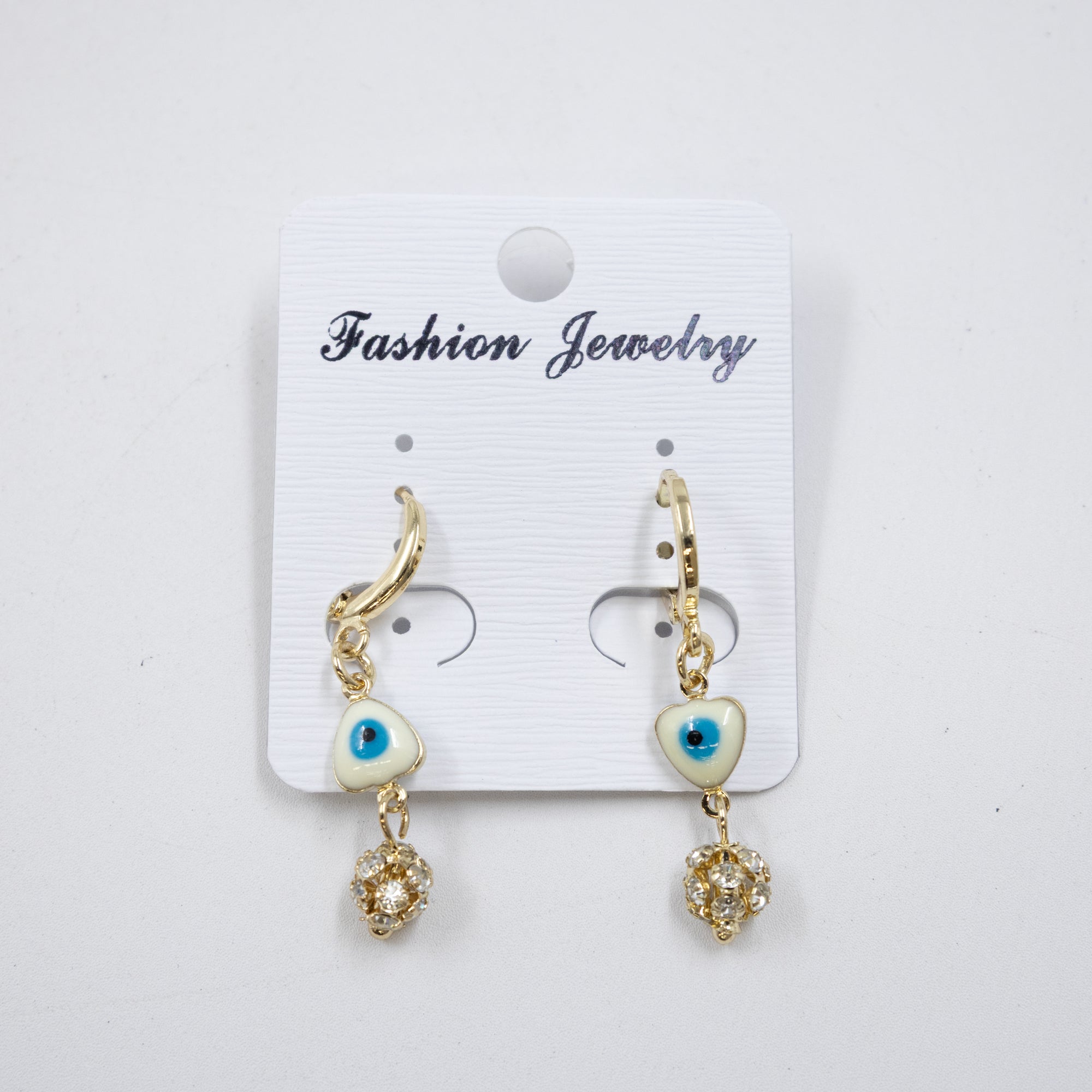 Arete Dorado de Ojo Turco con Piedras M6 Oro Laminado