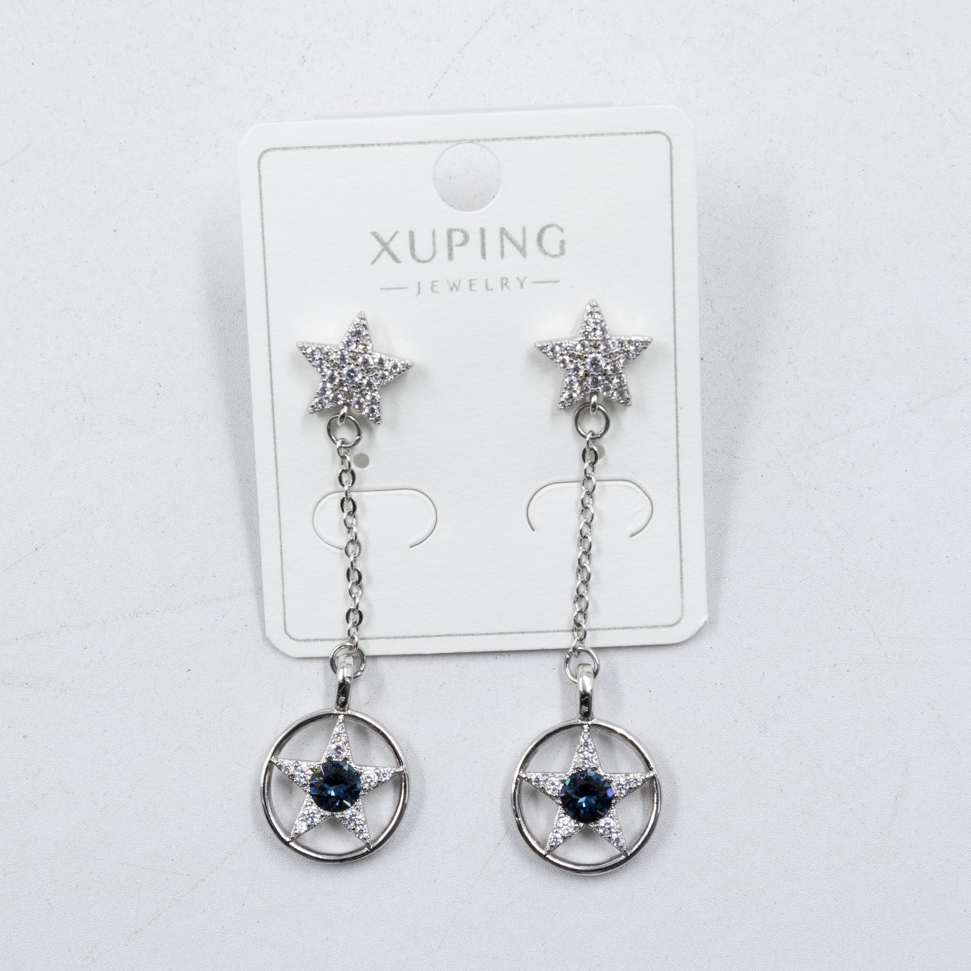 Aretes Plateados con Piedras Xuping M8 Oro Laminado