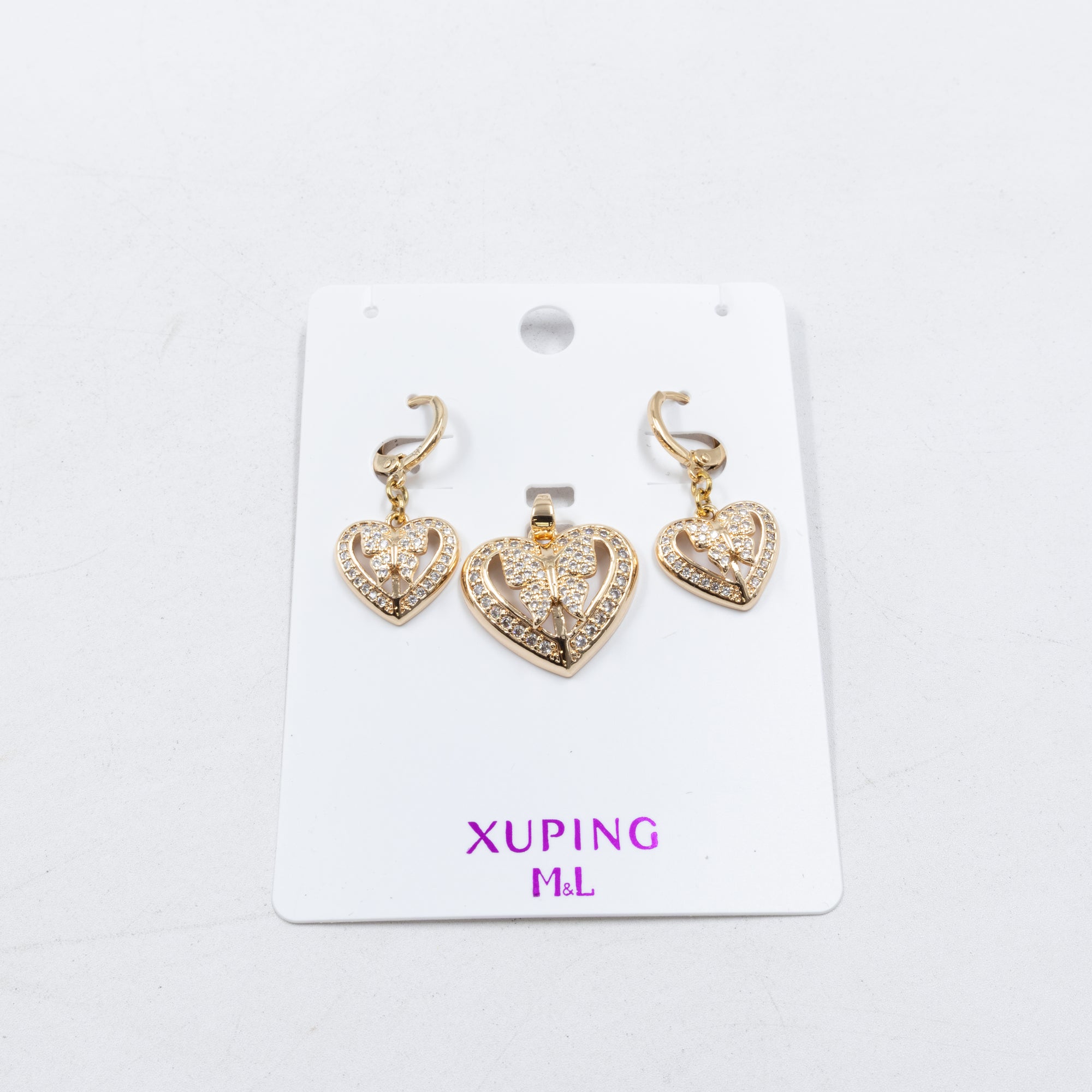 Conjunto de de Aretes y Dije M8 Oro Laminado