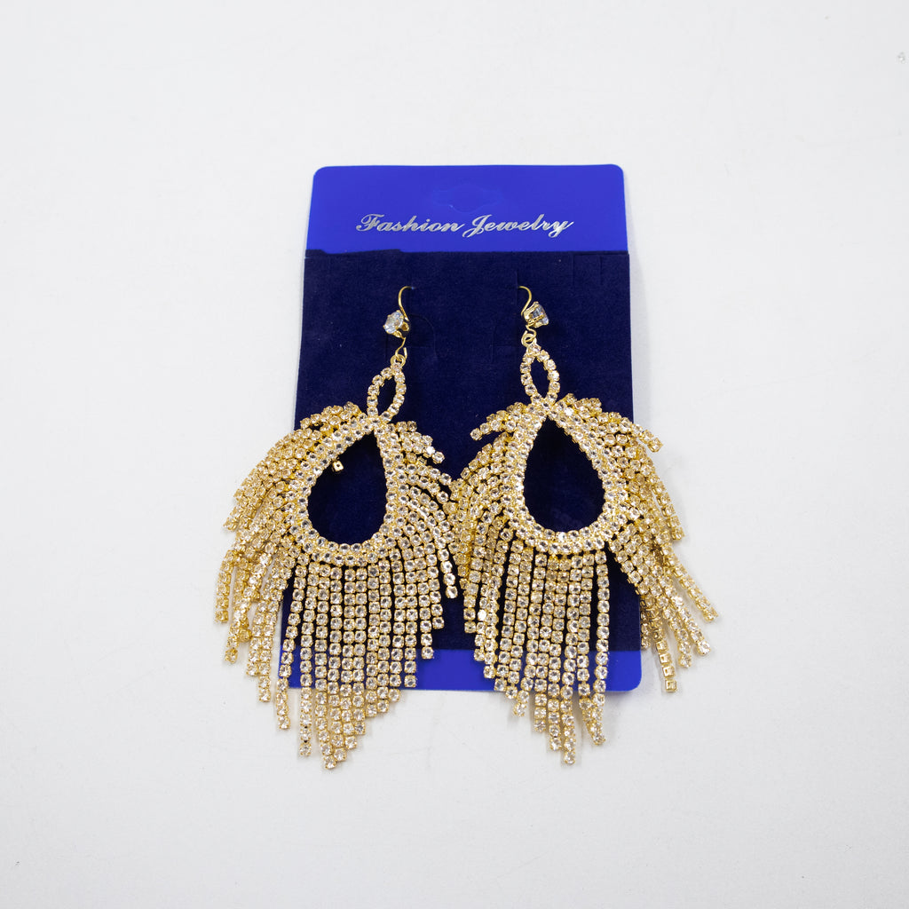 Aretes Largos con piedras M1 Oro Laminado