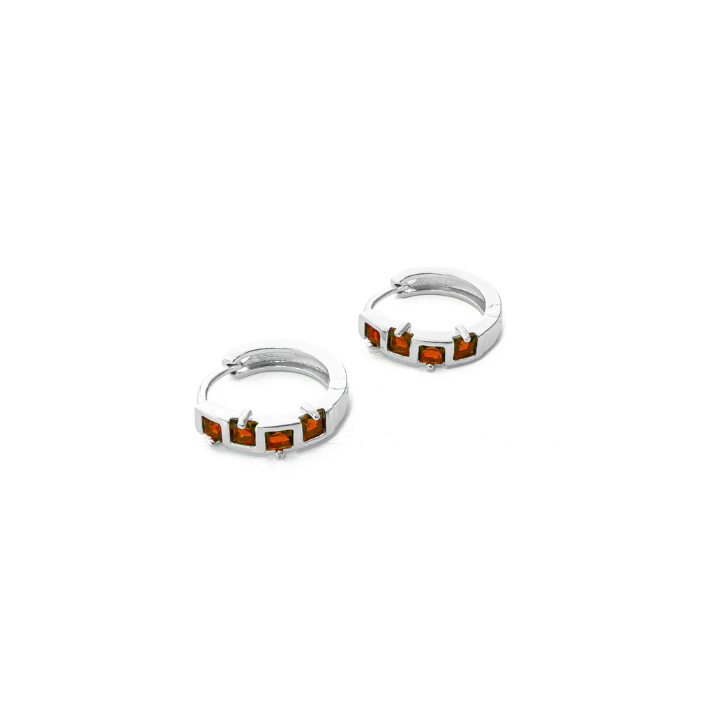 Aretes Plateados Huggies con Piedras Diferentes Colores M11 Oro Laminado