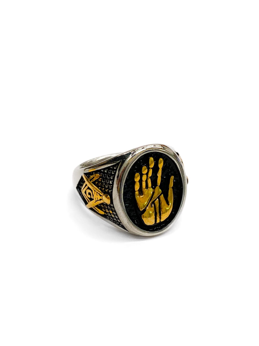 Anillo de Calaberas Dorada y Plateada Acero Inoxidable M15