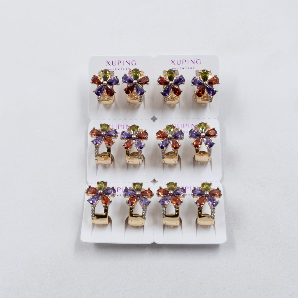 Paquete de 6 pares de Aretes Xuping Dorado M20 Oro Laminado