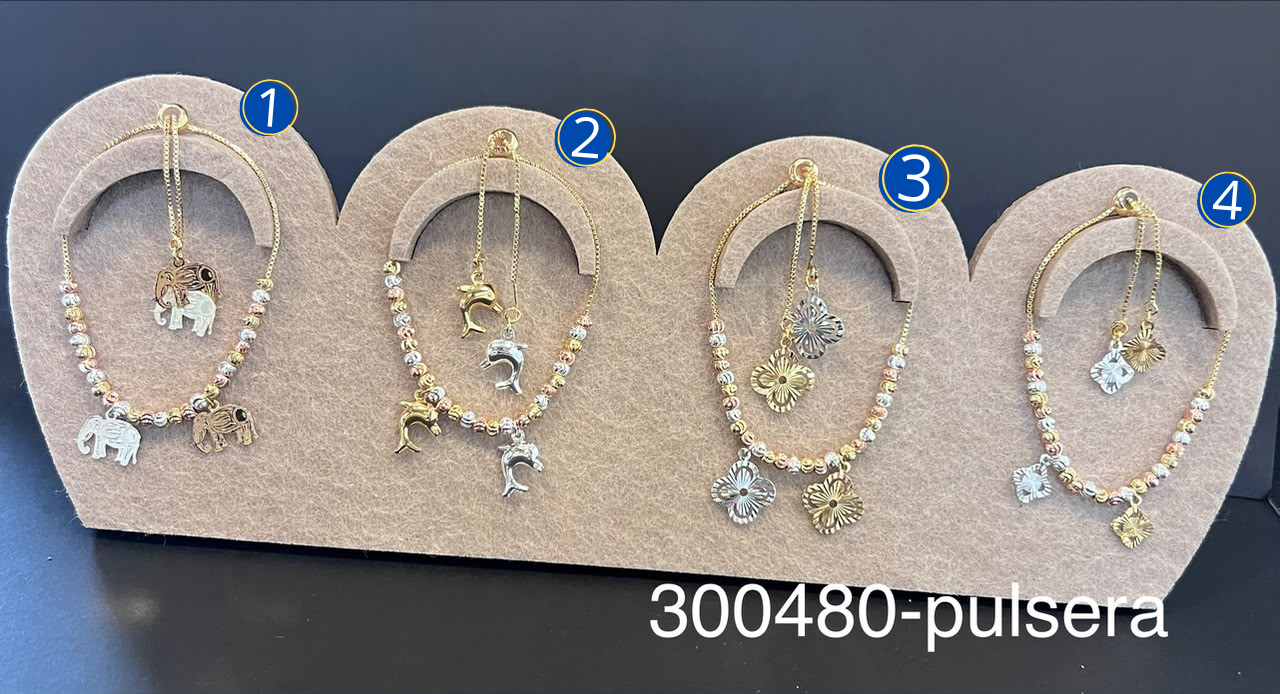 [13/AGOSTO/26] Pulseras Doradas con Dije Ajustable M10 Oro Laminado