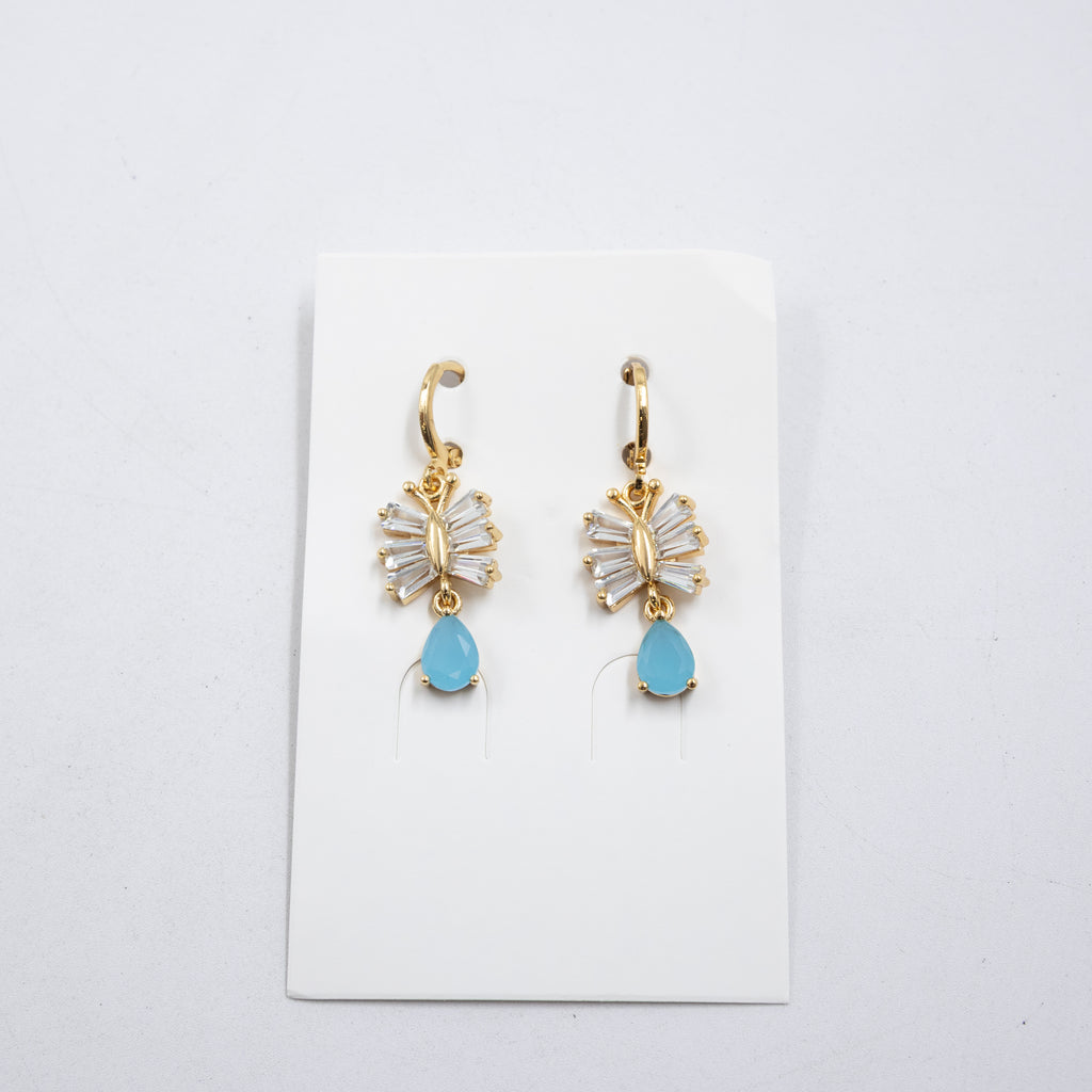 Aretes Largos Dorados con piedras M4 Oro Laminado