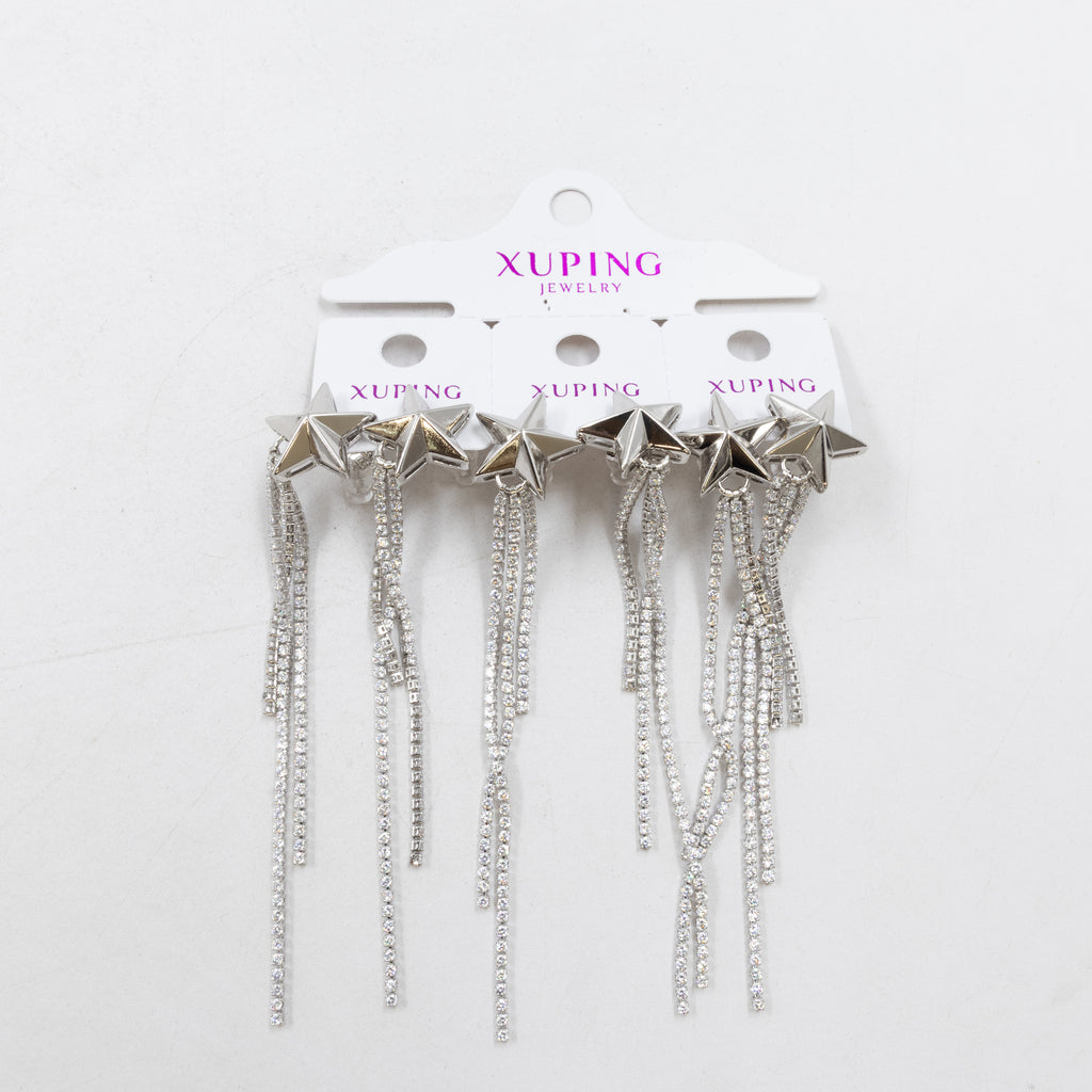 Paquete de tres pares de Aretes Plateados Xuping con piedras M3 Oro Laminado