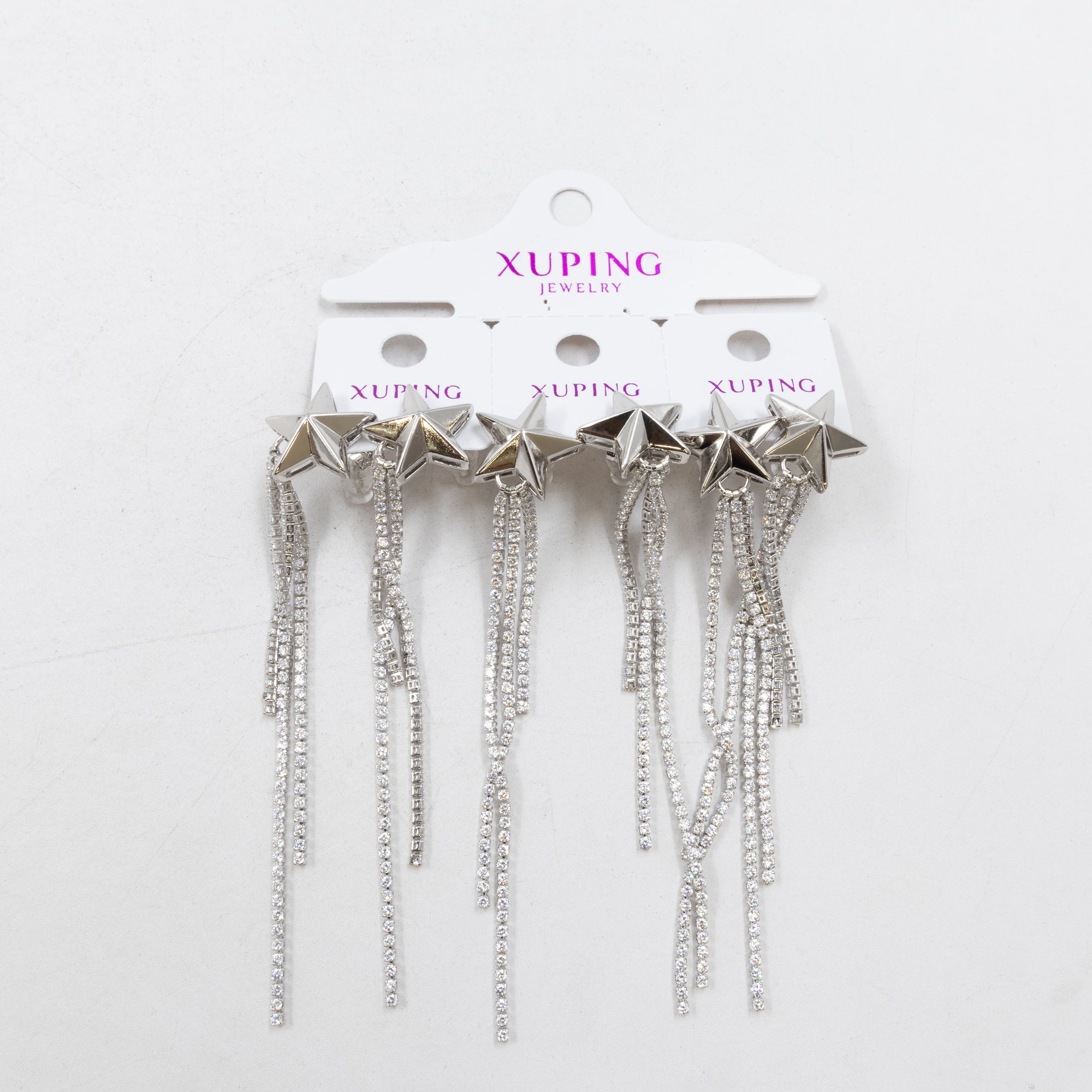 Paquete de tres pares de Aretes Plateados Xuping con piedras M3 Oro Laminado