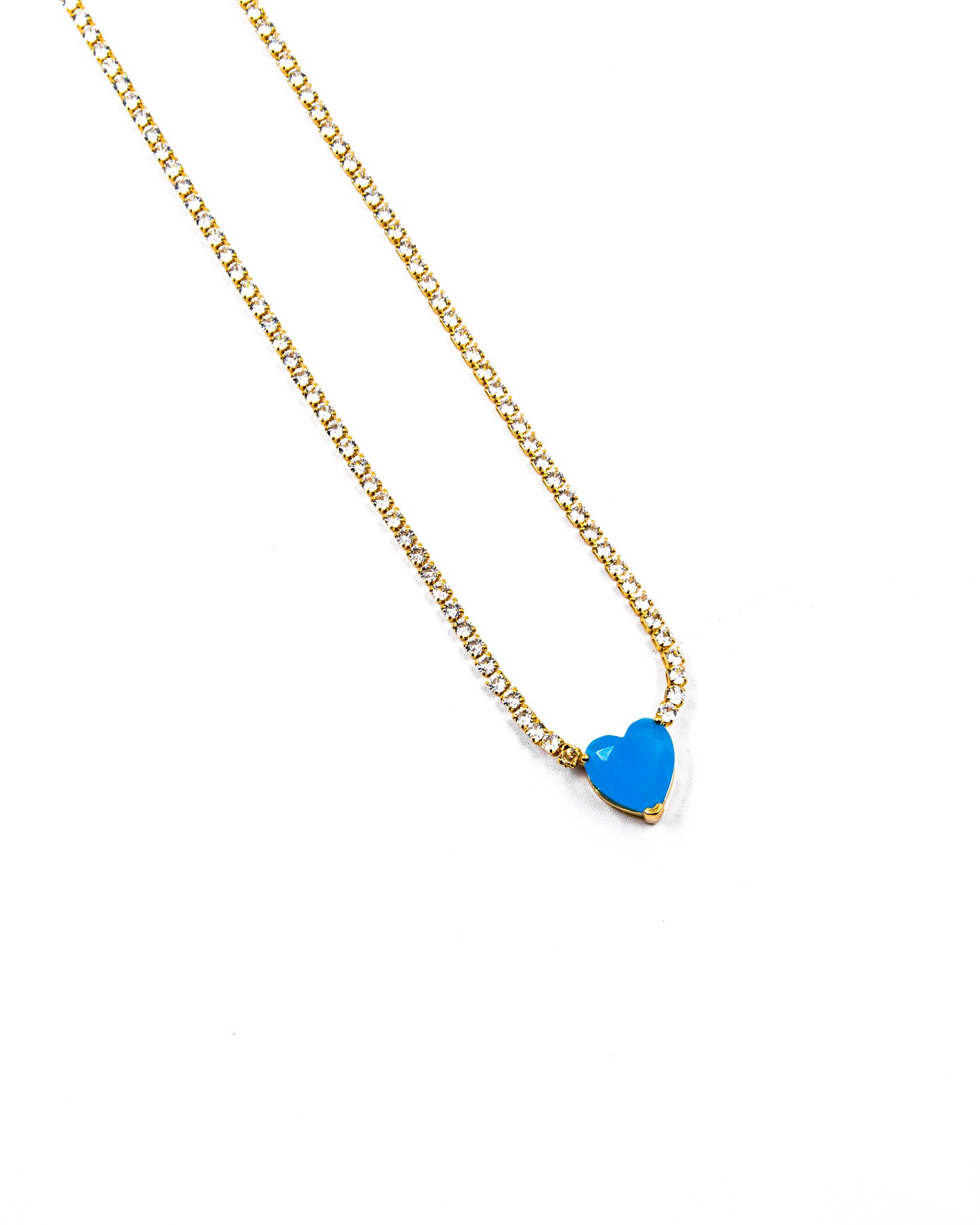 Collar con dije corazon de colores Oro Laminado