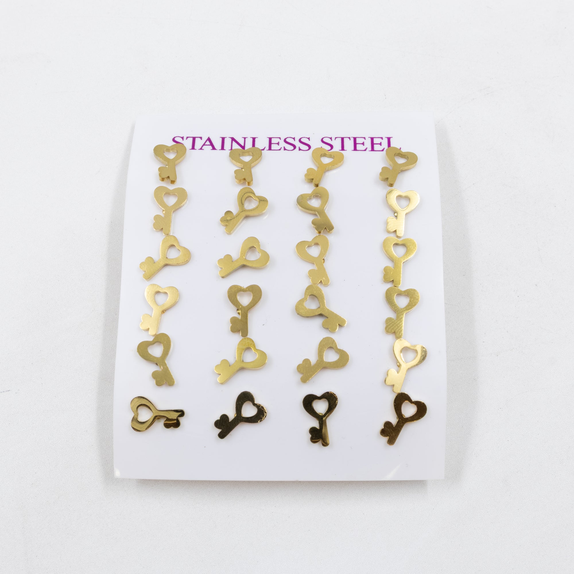 Paquete de 12 Pares de Aretes Dorados M5 Acero Inoxidable